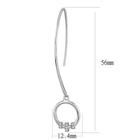 High polished (no plating) Stainless Steel Earrings with Top Grade Crystal  in Clear
