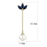 IP Gold(Ion Plating) Stainless Steel Earrings with Synthetic Pearl in White