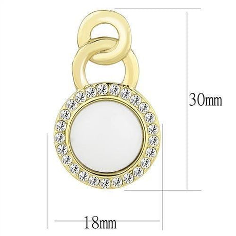 IP Gold(Ion Plating) Stainless Steel Earrings with Synthetic Jade in White