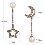 IP Coffee light Stainless Steel Earrings with Synthetic Pearl in Light Peach