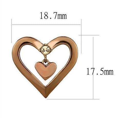 IP Rose Gold(Ion Plating) Stainless Steel Earrings with Top Grade Crystal  in Light Peach