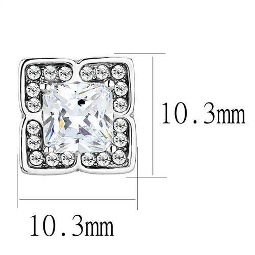 High polished (no plating) Stainless Steel Earrings with AAA Grade CZ  in Clear