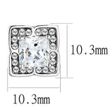 High polished (no plating) Stainless Steel Earrings with AAA Grade CZ  in Clear