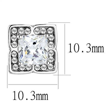 High polished (no plating) Stainless Steel Earrings with AAA Grade CZ  in Clear