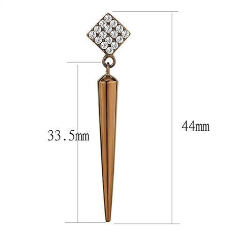 IP Coffee light Stainless Steel Earrings with AAA Grade CZ  in Clear