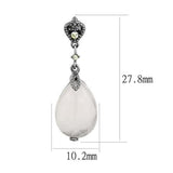 IP Light Black  (IP Gun) Stainless Steel Earrings with Precious Stone PINK CRYSTAL in Light Rose