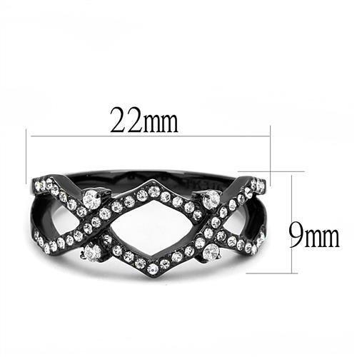 IP Black(Ion Plating) Stainless Steel Ring with AAA Grade CZ  in Clear