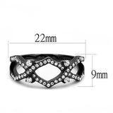 IP Black(Ion Plating) Stainless Steel Ring with AAA Grade CZ  in Clear