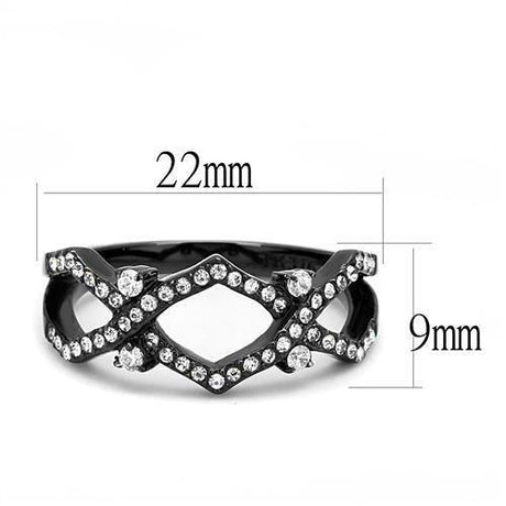 IP Black(Ion Plating) Stainless Steel Ring with AAA Grade CZ  in Clear
