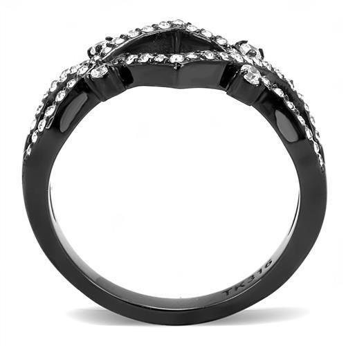 IP Black(Ion Plating) Stainless Steel Ring with AAA Grade CZ  in Clear