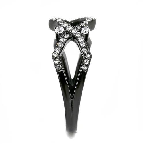 IP Black(Ion Plating) Stainless Steel Ring with AAA Grade CZ  in Clear