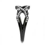 IP Black(Ion Plating) Stainless Steel Ring with AAA Grade CZ  in Clear