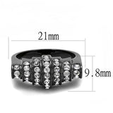IP Black(Ion Plating) Stainless Steel Ring with Top Grade Crystal  in Clear