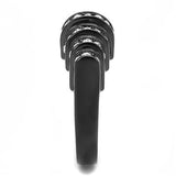IP Black(Ion Plating) Stainless Steel Ring with Top Grade Crystal  in Clear