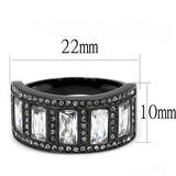 IP Black(Ion Plating) Stainless Steel Ring with AAA Grade CZ  in Clear