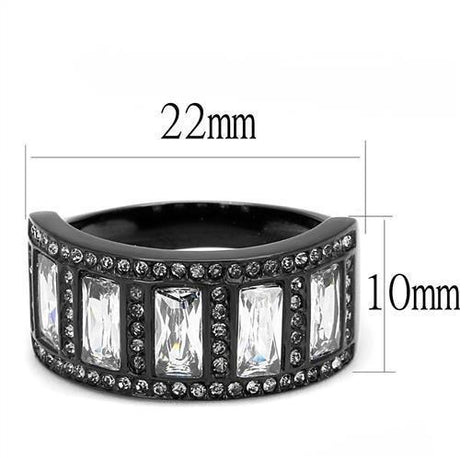 IP Black(Ion Plating) Stainless Steel Ring with AAA Grade CZ  in Clear