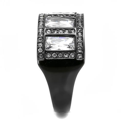 IP Black(Ion Plating) Stainless Steel Ring with AAA Grade CZ  in Clear