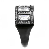 IP Black(Ion Plating) Stainless Steel Ring with AAA Grade CZ  in Clear