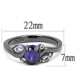 IP Light Black  (IP Gun) Stainless Steel Ring with AAA Grade CZ  in Tanzanite