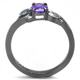 IP Light Black  (IP Gun) Stainless Steel Ring with AAA Grade CZ  in Tanzanite