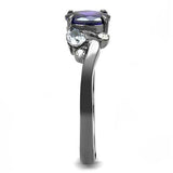 IP Light Black  (IP Gun) Stainless Steel Ring with AAA Grade CZ  in Tanzanite