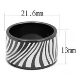 IP Light Black  (IP Gun) Stainless Steel Ring with Epoxy  in White
