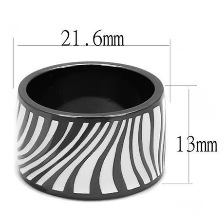 IP Light Black  (IP Gun) Stainless Steel Ring with Epoxy  in White