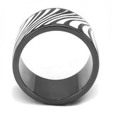 IP Light Black  (IP Gun) Stainless Steel Ring with Epoxy  in White