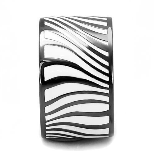 IP Light Black  (IP Gun) Stainless Steel Ring with Epoxy  in White