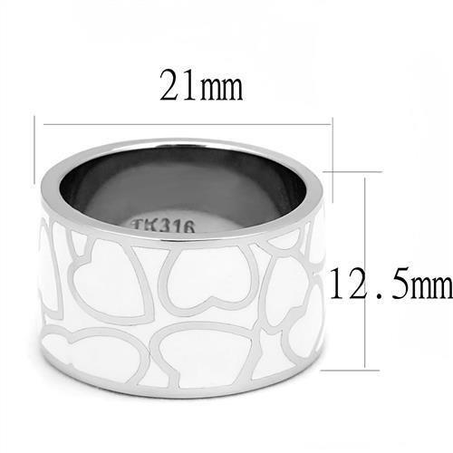High polished (no plating) Stainless Steel Ring with Epoxy  in White
