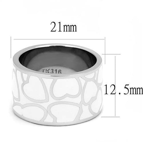 High polished (no plating) Stainless Steel Ring with Epoxy  in White
