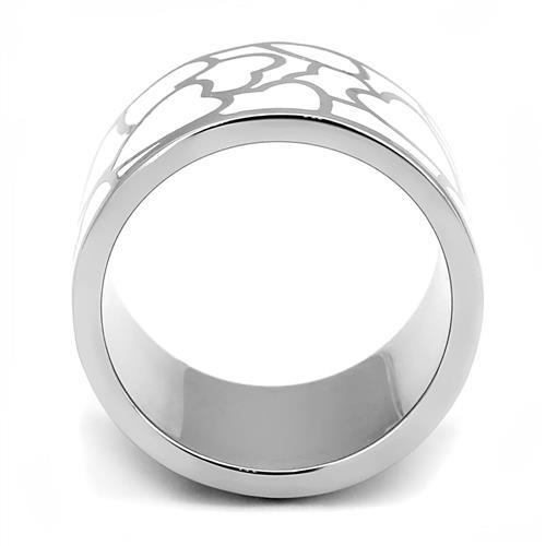 High polished (no plating) Stainless Steel Ring with Epoxy  in White