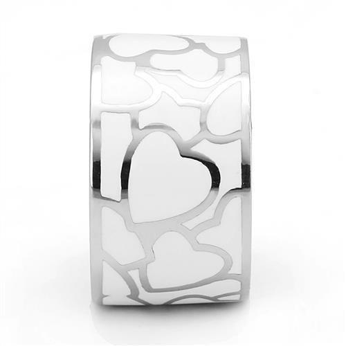 High polished (no plating) Stainless Steel Ring with Epoxy  in White