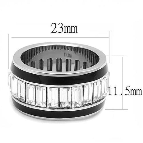 High polished (no plating) Stainless Steel Ring with Top Grade Crystal  in Clear