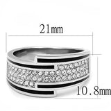 High polished (no plating) Stainless Steel Ring with Top Grade Crystal  in Clear