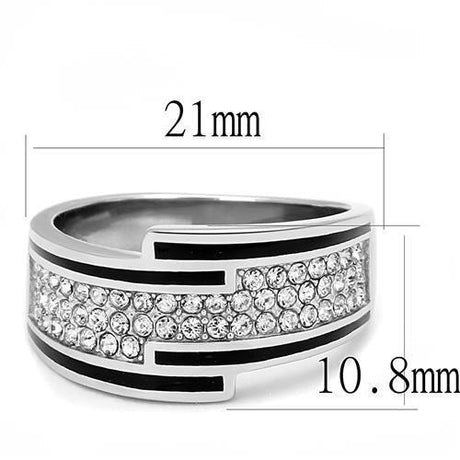 High polished (no plating) Stainless Steel Ring with Top Grade Crystal  in Clear