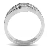 High polished (no plating) Stainless Steel Ring with Top Grade Crystal  in Clear