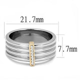 Two-Tone IP Rose Gold Stainless Steel Ring with Top Grade Crystal  in Clear