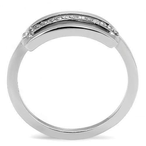 High polished (no plating) Stainless Steel Ring with AAA Grade CZ  in Clear