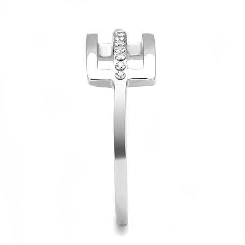 High polished (no plating) Stainless Steel Ring with AAA Grade CZ  in Clear