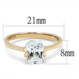 IP Rose Gold(Ion Plating) Stainless Steel Ring with AAA Grade CZ  in Clear