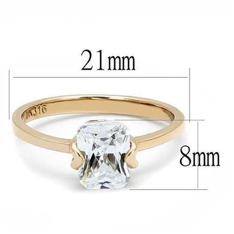 IP Rose Gold(Ion Plating) Stainless Steel Ring with AAA Grade CZ  in Clear
