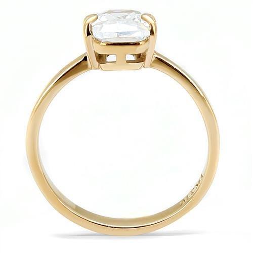 IP Rose Gold(Ion Plating) Stainless Steel Ring with AAA Grade CZ  in Clear