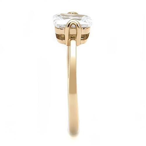 IP Rose Gold(Ion Plating) Stainless Steel Ring with AAA Grade CZ  in Clear