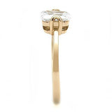IP Rose Gold(Ion Plating) Stainless Steel Ring with AAA Grade CZ  in Clear