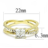 IP Gold(Ion Plating) Stainless Steel Ring with AAA Grade CZ  in Clear