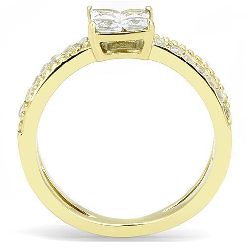 IP Gold(Ion Plating) Stainless Steel Ring with AAA Grade CZ  in Clear
