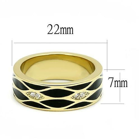 IP Gold(Ion Plating) Stainless Steel Ring with Top Grade Crystal  in Clear
