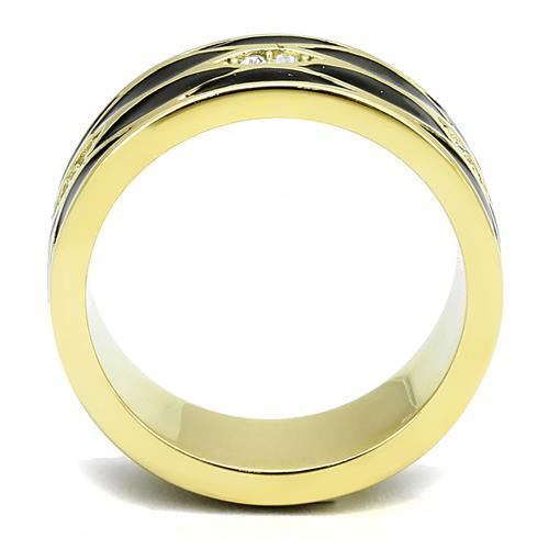 IP Gold(Ion Plating) Stainless Steel Ring with Top Grade Crystal  in Clear