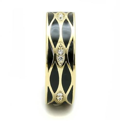 IP Gold(Ion Plating) Stainless Steel Ring with Top Grade Crystal  in Clear